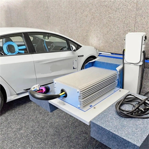 Heavy Duty 500W 72V To 12V 38A Isolated Dc Dc Step Down Power Converter for EV Cars connected to a charging station.