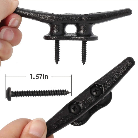 Heavy Duty 4 Inch Black Dock Cleats With Hardware 4 Pack For Piers And Decks Ideal For Tying Up Boats Rustproof Electrophoretic Coated Iron