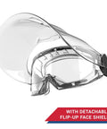 All-Day Anti-Fog Safety Goggles With Full Face Shield For All-Day Eye Protection, Scratch-Resistant Polycarbonate Lenses Delivering 99.9% UV Protection shown with detachable face shield