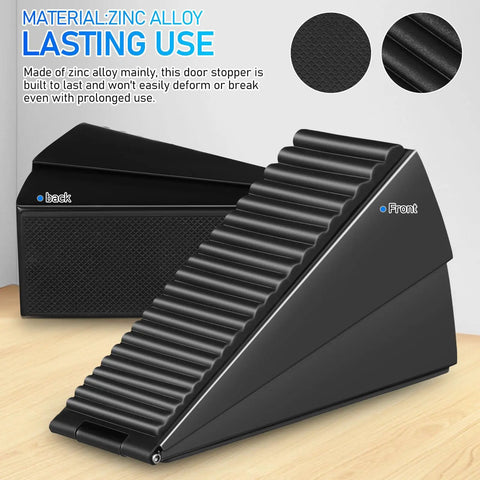 Heavy Duty Door Stopper Wedge With Non Slip Black Rubber Base Made Of Zinc Alloy Keeps Doors From Slamming And Protects Walls