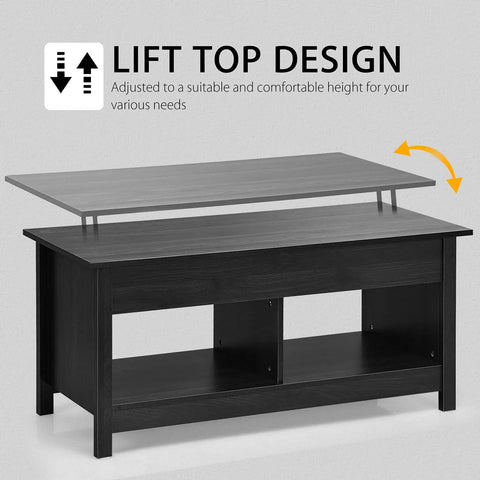 Smooth Ride Lift Top Coffee Table With Secret Stash Black Wood Tea Table For Couch Life Or Home Office Zero Drama Spring Adjustment Lowkey Cool Lounge Setup