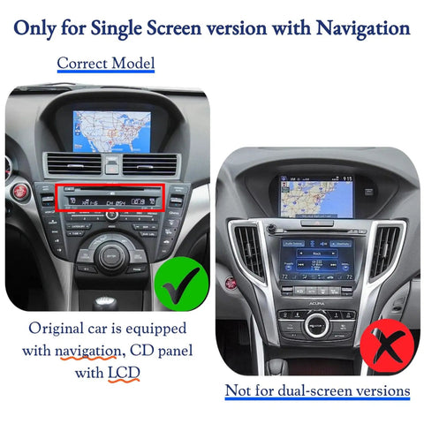 Acura MDX CarPlay Upgrade Module 2010 2013 Wireless Retrofit Kit dashboard compatibility illustration with Navi display support