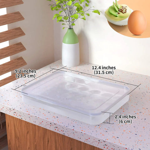 Deviled Egg Containers With Lids, 2 Pack Plastic Egg Trays For Fridge Or Countertop, Holds Up To 48 Eggs on a kitchen counter