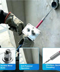Automatic Electrician Wire Puller Drill Powered Cable Threading Rig with durable metal build and drill attachment in use.