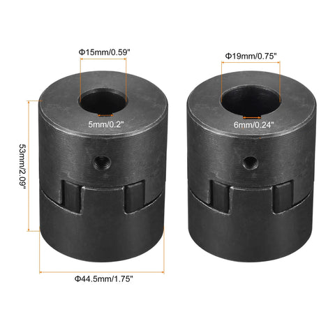 Flexible Coupling Shaft 15mm to 19mm Bore 53mm by 44.5mm Motor Coupler Joint for Servo and Stepper Motors CNC Projects