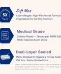 Nitrile Exam Gloves 3 Point 5 Mil Powder Free Latex Free Food Safe Disposable Medical Lab Gloves Ideal For Cooking Cleaning Handling With Enhanced Tactile Sensitivity Violet Blue 100 Pcs Medium features Soft Max Flex, medical grade, dual-layer sealing.