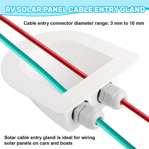 Waterproof ABS Solar Dual Cable Gland Box Two Pack White Outdoor Cable Entry Enclosure for Solar Panels, dual entry
