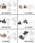 Diagram and components of 150Pcs Mini Micro Slide Switch Kit with 17 value types for DIY prototyping.