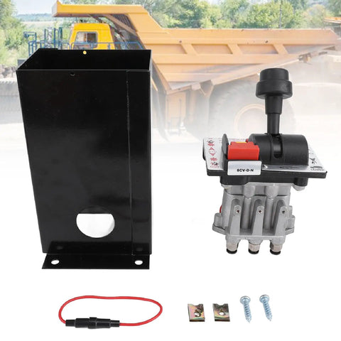 Dump Truck PTO Control Valve Kit With 6 Hole 4 Gear Setup, Beefed-Up Heavy Duty Hydraulic System, Installation Box visible
