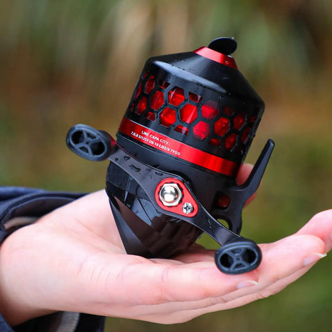 Spincast Fishing Reel With Dial Adjustable Drag And Push Button Casting Pre Spooled Line Kid Friendly Low Profile Design
