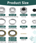 Chart showing components of Heavy Duty Four Pack 7,000 Lb Boat Trailer Axle Bearings Kit With Double Lip Grease Seals 25580 14125A