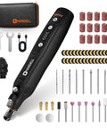 Slick Cordless Rotary Tool With Five Speed Settings And Rechargeable 3.7V Battery Featuring A Universal Chuck And No Fuss 71 Piece Accessory Kit components.