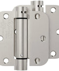 Two Pack Self Closing Door Hinges 3.5 Inch Satin Nickel Spring Loaded With Five Eighths Inch Radius Corner Adjustable Tension Auto Close