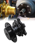 Slick Black Anodized Aluminum Steering Wheel Quick Release Hub And Six Hole Racing Adapter Kit close-up view showcasing the mounting interface.