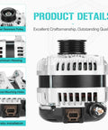 Heavy Duty 220 Amp 12V Alternator Replacement for F150 3.5L V6 2012 2017 and 3.7L 2012 2014 With 6PK Pulley CW Rotation IR Regulator