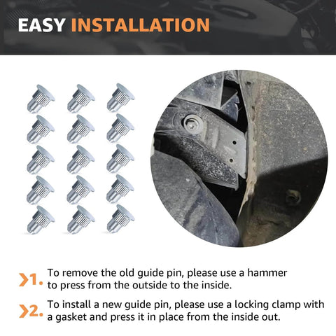 15 Pcs Camber Alignment Guide Pins Set For Silverado Sierra Tahoe Suburban Yukon Escalade Hummer H2 H3 Suspension Systems Durable Zinc Plated Iron Pins For Precise Wheel Camber Alignment And Easy Installation For Trail Ready Rigs, showing pins and installation instructions.