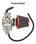 PZ20 Carburetor Kit Fits 50cc to 125cc Chinese Kids ATVs Quad Go Karts With 4 Stroke Engines, side view with filter