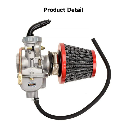 PZ20 Carburetor Kit Fits 50cc to 125cc Chinese Kids ATVs Quad Go Karts With 4 Stroke Engines, side view with filter