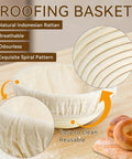 All In One Sourdough Starter Kit with 9 Inch Round and 10 Inch Oval Banneton Proofing Baskets shown with spiral pattern.
