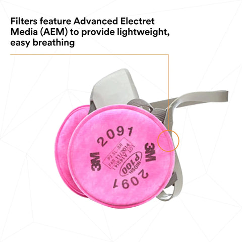 Half Facepiece Reusable Respirator Kit Size Medium P100 Filter 2091 NIOSH Approved For Welding Soldering Asbestos Cleanup Lightweight Comfortable Easy To Adjust Pro Grade All Day Wear