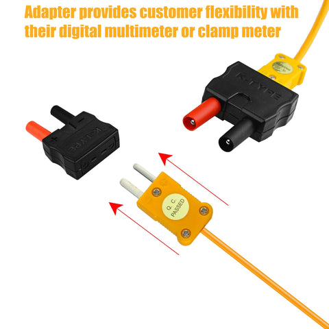 ZIBOO banana plug adapter for K-type thermocouple with yellow plug and black adapters