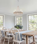 Wood Beaded Chandelier 5 Light Boho Candle Pendant Light For Living Room Dining Room Kitchen Foyer E12 Dimmable Socket