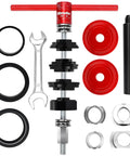 Pro Grade Bicycle Bottom Bracket Install And Removal Tool Kit No Fuss With Bearing Press Set showing components and handle