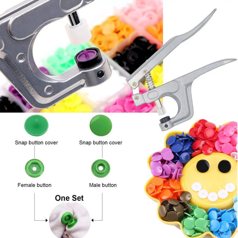 1440-Piece Plastic Grab-And-Go Snap Buttons Kit No Sew T5 Snaps With Pliers 24 Colors 360 Sets for Clothing Sewing