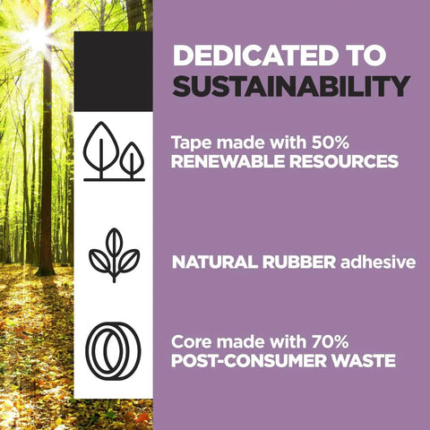 Delicate Surface Painter’s Tape with Edge Lock Technology promoting sustainability with renewable resources and natural rubber adhesive.