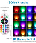 Remote and color options for RGB Color Changing Outdoor Landscape Spotlights That Look Lit, 1800 Lumens, 12V Low Voltage Kit.