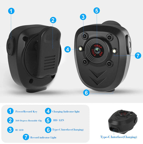 Dope Wearable Police Body Cam With Night Vision And 1080P HD Recording Built In 32GB Memory Loop Recording 4 To 6 Hour Battery Life