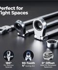 Badass Extra Long 10mm Metric Flex Head Ratcheting Wrench built different for quick tightening and loosening tasks, showing flexible heads.