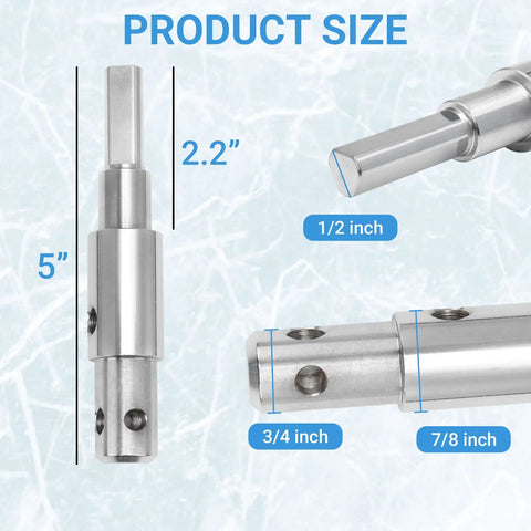 Two Stage Auger Drill Adapter For One Half Inch Chuck Fits Three Quarter Inch And Seven Eighths Inch Auger Shafts product size