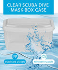 Clear Dive Mask Case And Snorkel Gear Storage Box Durable PP Plastic Dustproof Protective Container on water splash background