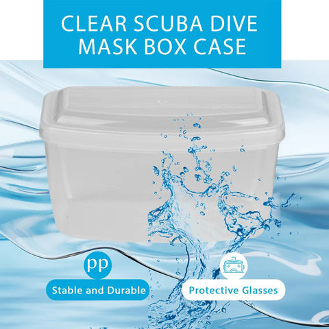 Clear Dive Mask Case And Snorkel Gear Storage Box Durable PP Plastic Dustproof Protective Container on water splash background