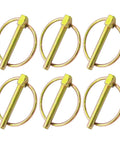 Six Piece 6mm Lynch Pin Assortment Kit With Retaining Ring 45mm Length for farm tractors and equipment