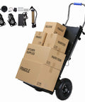 Heavy Duty Electric Stair Climbing Dolly 1500W Motorized Stair Climber Cart Handles Up To 880 Lbs Loads For Furniture And Inventory In Warehouses, Stores Or Homes with cardboard boxes and accessories