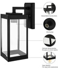 Dope Outdoor Wall Light Fixture With Clear Glass Shade, Matte Black Exterior Sconce For Garage And Patio, E26 socket details