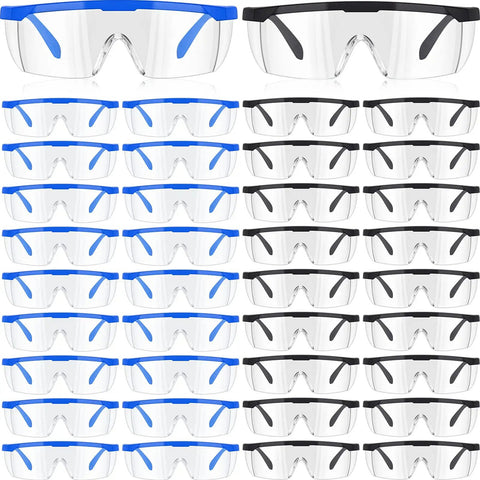 48 Pairs Over Glasses Safety Goggles Lab Protective Eyewear Anti Fog For Science Classes Men Women Blue Black Fits Most Glasses And Keeps Things Clear All Day, blue and black goggles