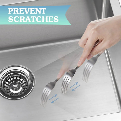 15 By 17 Inch Undermount Bar Kitchen Sink With Single Bowl Handmade Stainless Steel with strainer and hand demonstrating scratch prevention
