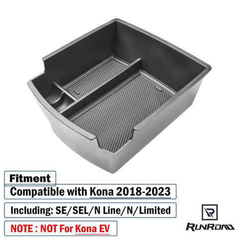 Center Console Organizer Tray For Hyundai Kona 2018 2019 2020 2021 2022 2023 Not For Kona EV Armrest Insert With ABS Dividers