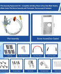 SP21058 Pilot Assembly Replacement Kit - front view for Rheem/Ruud gas water heaters with burner, thermopile, thermocouple.