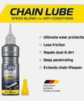 Dry Weather Bike Chain Lube For Dry Conditions Delivers Deep Penetration And Long Lasting Protection For Bicycles And Electric Bikes Extends Drivetrain Life And Guards Against Corrosion Easy To Apply 120ML, bottle with applicator tip