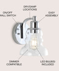 4 Light LED Vanity Light Fixture In Brass Gold And Oil Rubbed Bronze With Clear Glass Shade For Bathroom Kitchen Hallway Vintage Rustic Modern Industrial Sconce Style LED Bulbs Included