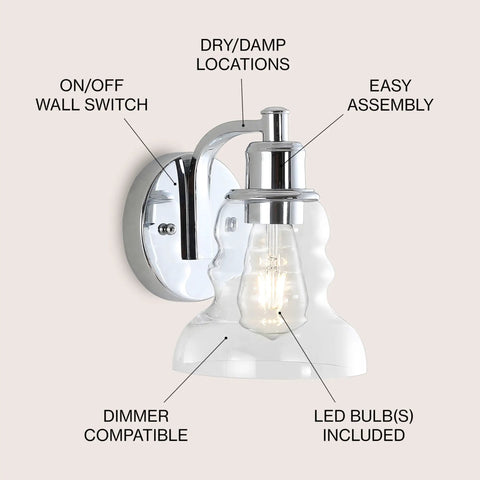 4 Light LED Vanity Light Fixture In Brass Gold And Oil Rubbed Bronze With Clear Glass Shade For Bathroom Kitchen Hallway Vintage Rustic Modern Industrial Sconce Style LED Bulbs Included
