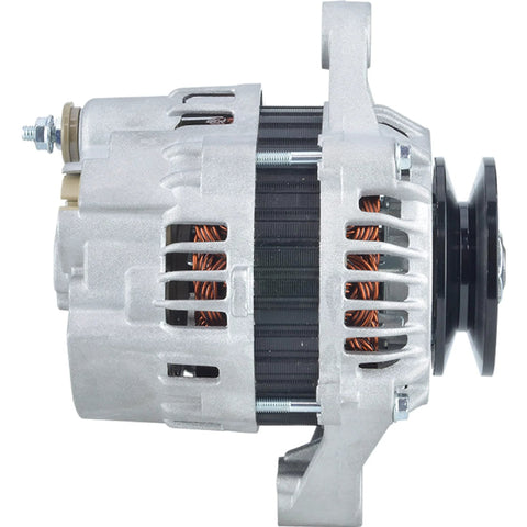 Side view of Replacement Beefy 12V 45Amp Alternator With Internal Regulator For Kubota M7040 Series Tractors M7040F M7040DT M7040HD