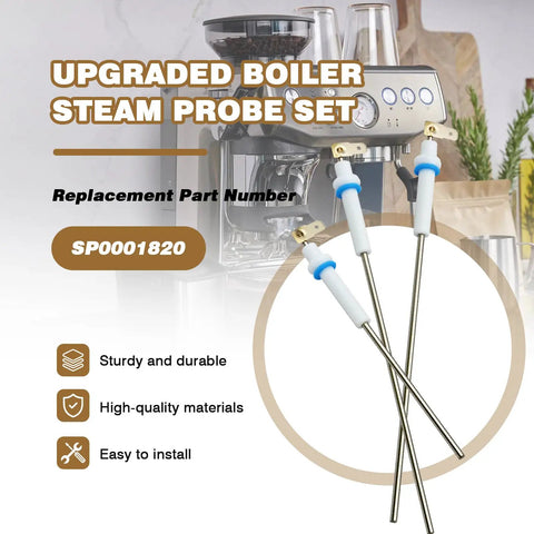 Hardcore Upgraded Boiler Steam Probe Set That Drops Straight Into Breville Sage Dual Boiler And Oracle Machines For Ridiculously Creamy Froth No Sweat At All, showing three stainless steel steam probes.