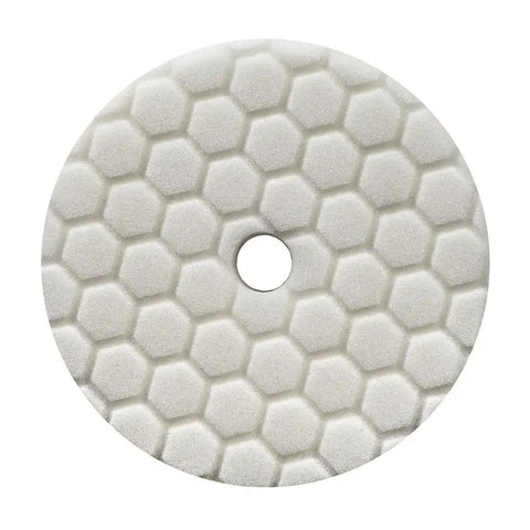 White pad from Hex-Logic Quantum Buffing Pad Sampler Kit Four Pad Set for Pro Polishing, Compounding, and Waxing, 5.5 Inch Pads