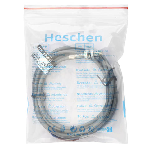 M5 Inductive Proximity Sensor Shielded Type LJ5A3 in packaging, features 1mm sensing distance, 200cm cable for magnetic metal detection.