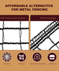 Close-up of Heavy Duty Plastic Mesh Fence 4x75ft Deer Fencing With Reinforced Edges Easy Setup Black 55gsm netting material